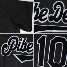 Laden Sie das Bild in den Galerie-Viewer, Custom Black White Authentic Throwback Rib-Knit Baseball Jersey Shirt