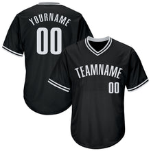 Laden Sie das Bild in den Galerie-Viewer, Custom Black White Authentic Throwback Rib-Knit Baseball Jersey Shirt