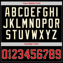 Load image into Gallery viewer, Custom Black Red-Cream Authentic Throwback Rib-Knit Baseball Jersey Shirt