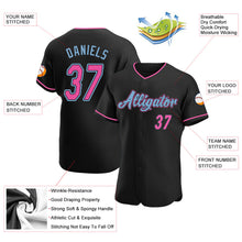 Load image into Gallery viewer, Custom Black Pink-Light Blue Authentic Baseball Jersey
