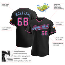 Загрузить изображение в средство просмотра галереи, Custom Black Pink-Light Blue Authentic Baseball Jersey