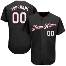 Load image into Gallery viewer, Custom Black White-Crimson Authentic Baseball Jersey