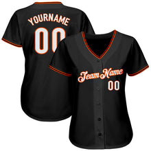 Load image into Gallery viewer, Custom Black White-Orange Authentic Baseball Jersey