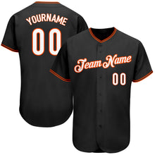 Load image into Gallery viewer, Custom Black White-Orange Authentic Baseball Jersey