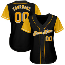 Load image into Gallery viewer, Custom Black Gold-White Authentic Two Tone Baseball Jersey