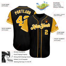 Load image into Gallery viewer, Custom Black Gold-White Authentic Two Tone Baseball Jersey