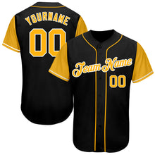 Load image into Gallery viewer, Custom Black Gold-White Authentic Two Tone Baseball Jersey