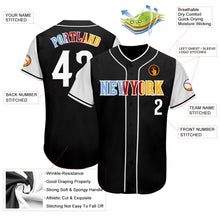 Load image into Gallery viewer, Custom Black White-Gold Authentic Two Tone Baseball Jersey
