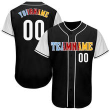 Load image into Gallery viewer, Custom Black White-Gold Authentic Two Tone Baseball Jersey