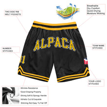 Загрузить изображение в средство просмотра галереи, Custom Black Gold-White Authentic Throwback Basketball Shorts