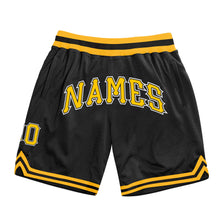 Загрузить изображение в средство просмотра галереи, Custom Black Gold-White Authentic Throwback Basketball Shorts