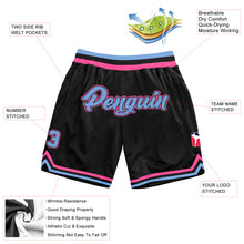 Laden Sie das Bild in den Galerie-Viewer, Custom Black Light Blue-Pink Authentic Throwback Basketball Shorts