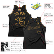Load image into Gallery viewer, Custom Black Black-Old Gold Authentic Throwback Basketball Jersey