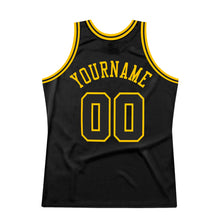 Load image into Gallery viewer, Custom Black Black-Gold Authentic Throwback Basketball Jersey