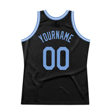 Load image into Gallery viewer, Custom Black Light Blue-Red Authentic Throwback Basketball Jersey