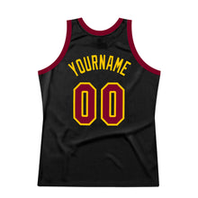 Laden Sie das Bild in den Galerie-Viewer, Custom Black Maroon-Gold Authentic Throwback Basketball Jersey
