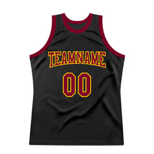 Laden Sie das Bild in den Galerie-Viewer, Custom Black Maroon-Gold Authentic Throwback Basketball Jersey