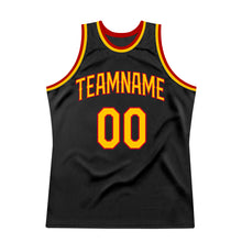 Laden Sie das Bild in den Galerie-Viewer, Custom Black Gold-Red Authentic Throwback Basketball Jersey