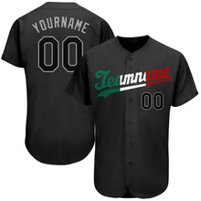 Load image into Gallery viewer, Custom Black Black-Kelly Green Authentic Split Fashion Baseball Jersey