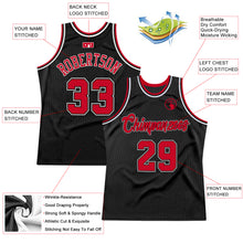 Load image into Gallery viewer, Custom Black Red-White Authentic Throwback Basketball Jersey