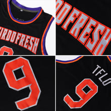 Load image into Gallery viewer, Custom Black Red-White Authentic Throwback Basketball Jersey