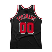 Load image into Gallery viewer, Custom Black Red-White Authentic Throwback Basketball Jersey