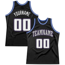 Load image into Gallery viewer, Custom Black White-Royal Authentic Throwback Basketball Jersey