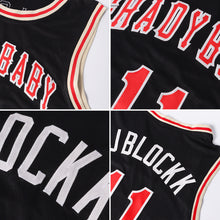 Загрузить изображение в средство просмотра галереи, Custom Black White-Red Authentic Throwback Basketball Jersey
