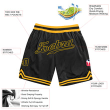 Charger l'image dans la galerie, Custom Black Black-Gold Authentic Throwback Basketball Shorts