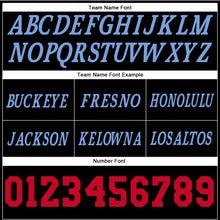 Load image into Gallery viewer, Custom Black Light Blue-Red Authentic Throwback Basketball Shorts