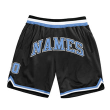 Load image into Gallery viewer, Custom Black Light Blue-White Authentic Throwback Basketball Shorts
