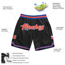 Load image into Gallery viewer, Custom Black Orange-Royal Authentic Throwback Basketball Shorts