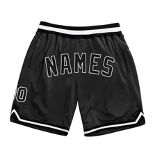 Laden Sie das Bild in den Galerie-Viewer, Custom Black Black-White Authentic Throwback Basketball Shorts