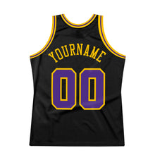 Загрузить изображение в средство просмотра галереи, Custom Black Purple-Gold Authentic Throwback Basketball Jersey