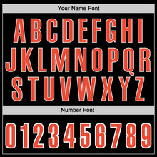 Load image into Gallery viewer, Custom Black Orange-Light Blue Authentic Throwback Basketball Jersey