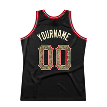 Load image into Gallery viewer, Custom Black Camo-Red Authentic Throwback Basketball Jersey