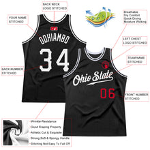 Загрузить изображение в средство просмотра галереи, Custom Black White-Red Authentic Throwback Basketball Jersey