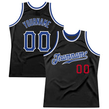 Load image into Gallery viewer, Custom Black Royal-Red Authentic Throwback Basketball Jersey