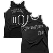 Load image into Gallery viewer, Custom Black Black-Gray Authentic Throwback Basketball Jersey