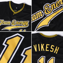 Load image into Gallery viewer, Custom Black Crimson-City Cream Authentic Baseball Jersey