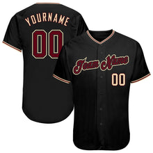 Load image into Gallery viewer, Custom Black Crimson-City Cream Authentic Baseball Jersey