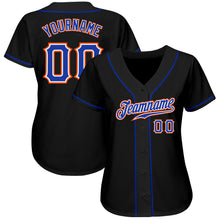 Load image into Gallery viewer, Custom Black Royal-Orange Authentic Baseball Jersey