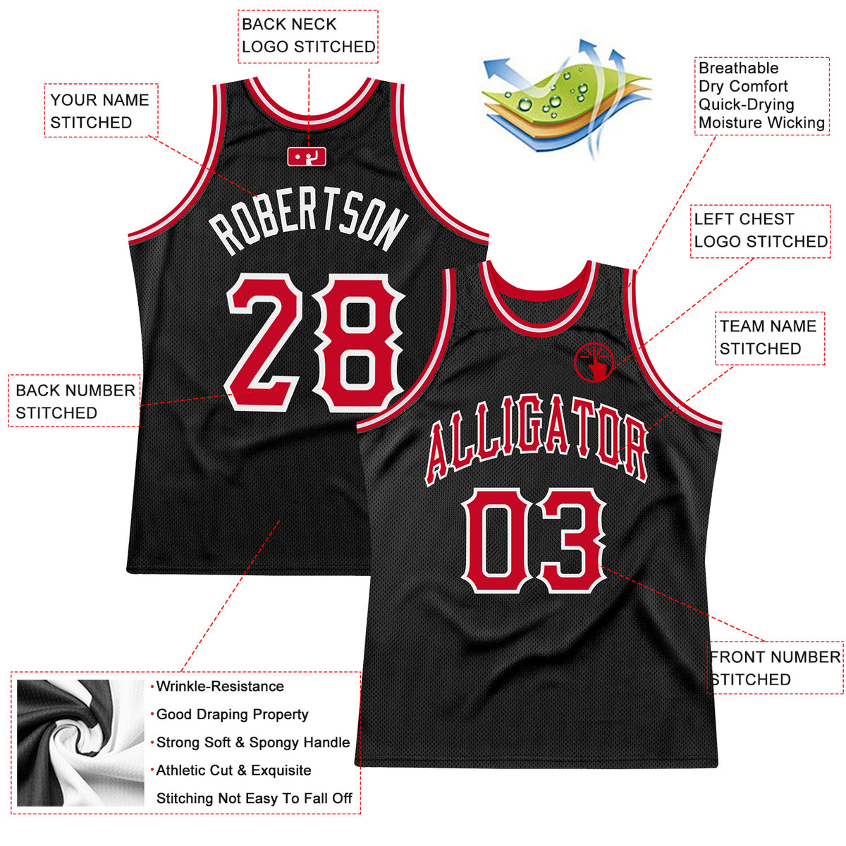 Sale Build White Basketball Authentic Black Throwback Jersey Red –  CustomJerseysPro