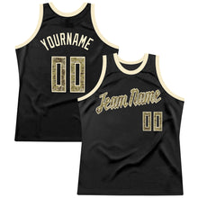 Load image into Gallery viewer, Custom Black Camo-Cream Authentic Throwback Basketball Jersey