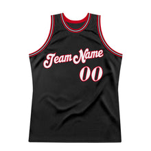 Load image into Gallery viewer, Custom Black White-Red Authentic Throwback Basketball Jersey