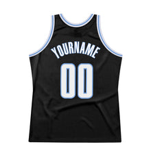 Load image into Gallery viewer, Custom Black White-Light Blue Authentic Throwback Basketball Jersey