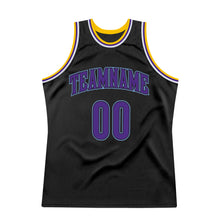Загрузить изображение в средство просмотра галереи, Custom Black Purple-Light Blue Authentic Throwback Basketball Jersey