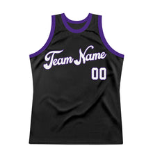 Charger l'image dans la galerie, Custom Black White-Purple Authentic Throwback Basketball Jersey