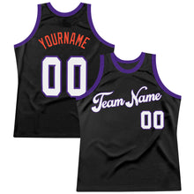 Charger l'image dans la galerie, Custom Black White-Purple Authentic Throwback Basketball Jersey