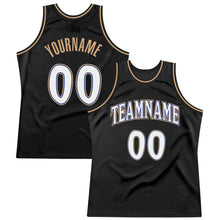 Load image into Gallery viewer, Custom Black White-Old Gold Authentic Throwback Basketball Jersey